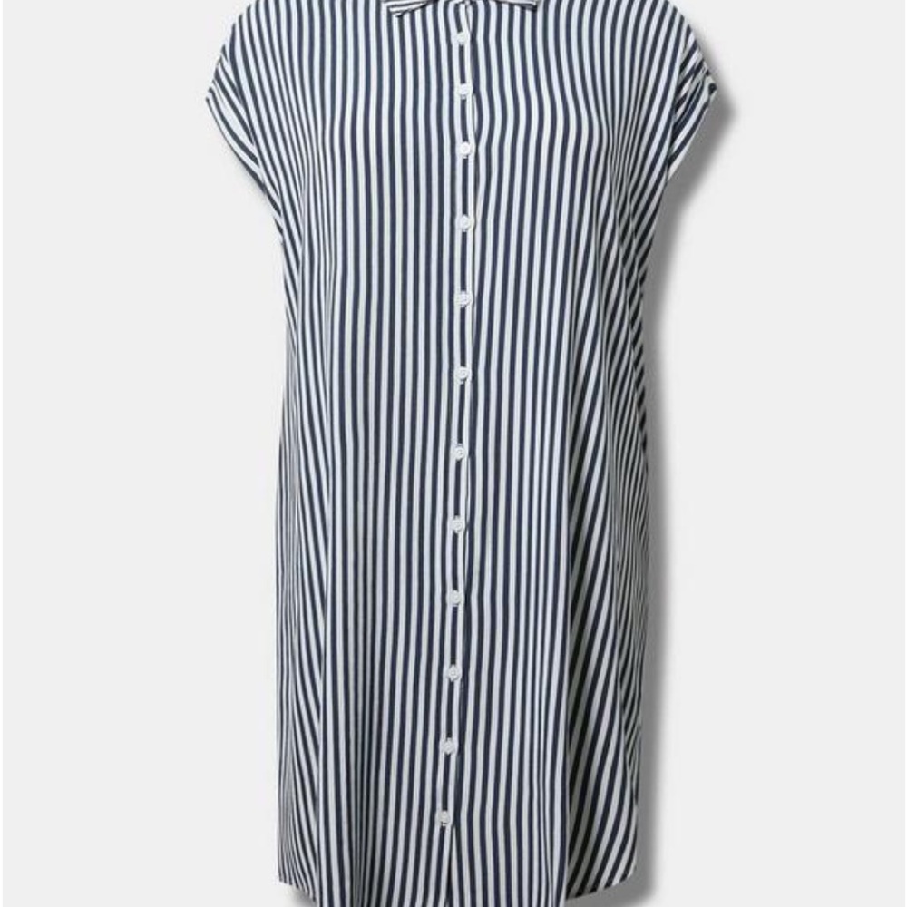 Torrid Blue and White Dolman Sleeve Shirt